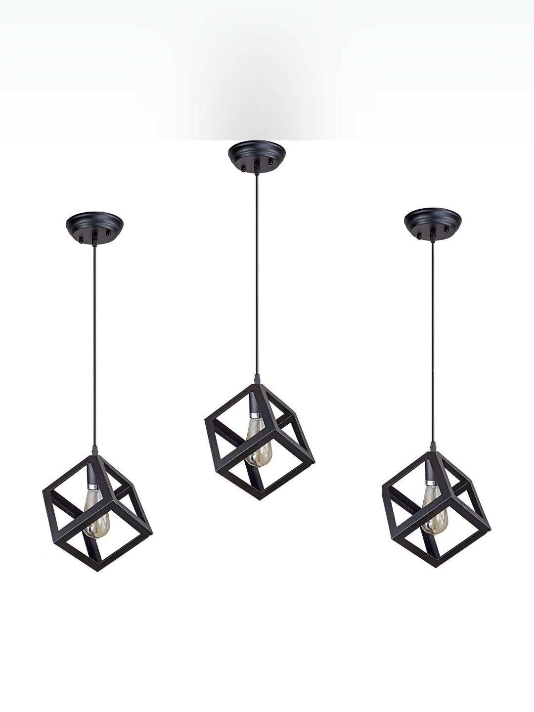 

Whiteray Black 3 Pieces Abstract Shaped Metal Ceiling Lamps