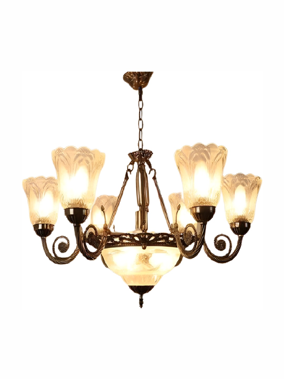 

Whiteray Brown & White Textured Metal Traditional Ceiling Lamp