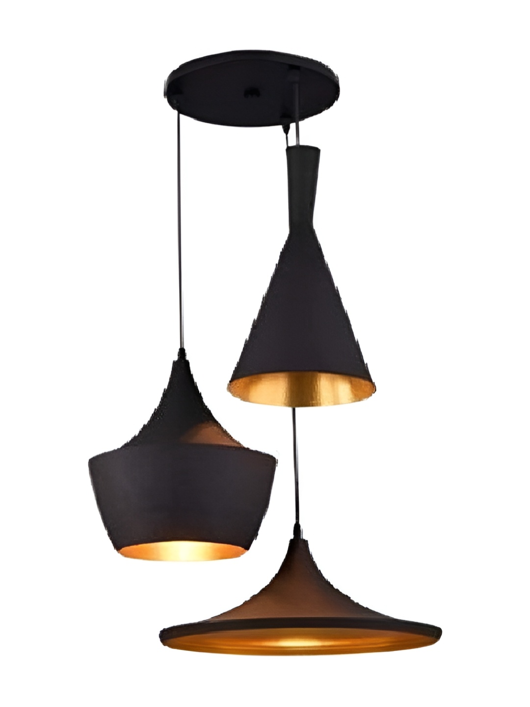 

Whiteray Black & Gold-Toned Textured Quirky Bell Shaped Ceiling Lamp