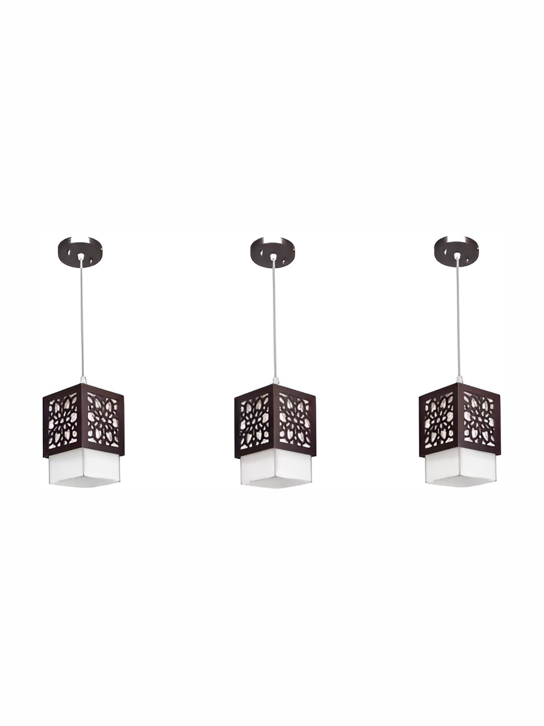

Whiteray Brown & White 3 Pieces Textured Wooden Contemporary Ceiling Lamp