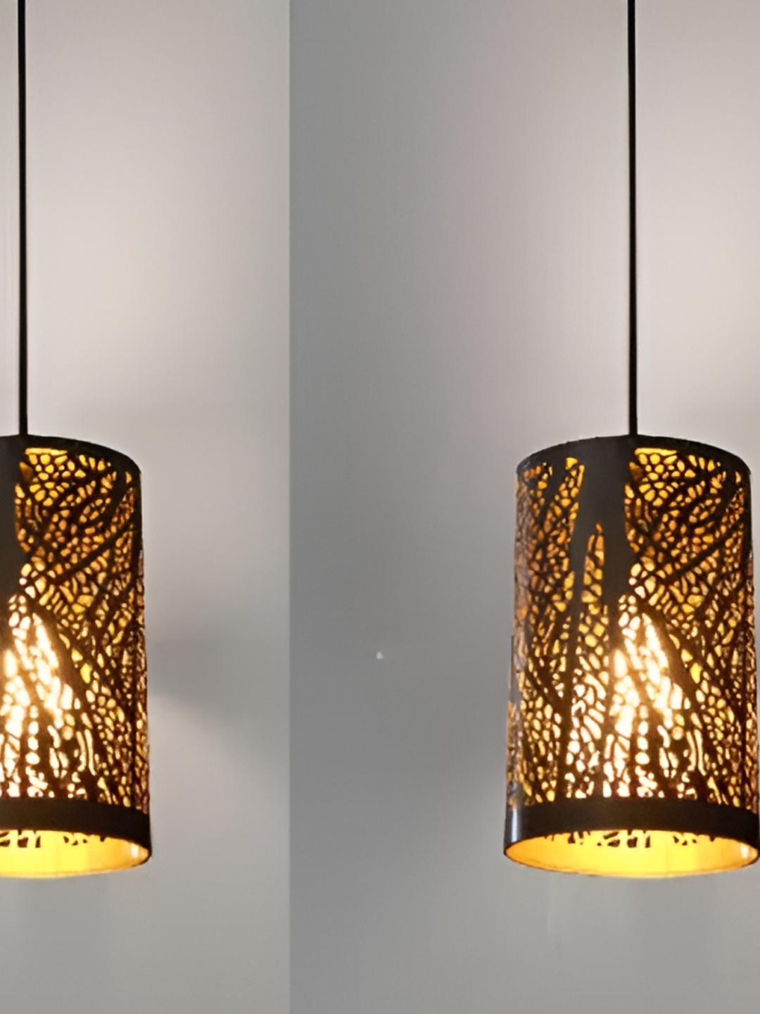 

Whiteray Black & Gold-Toned 2 Pieces Metal Printed Ceiling Lamps