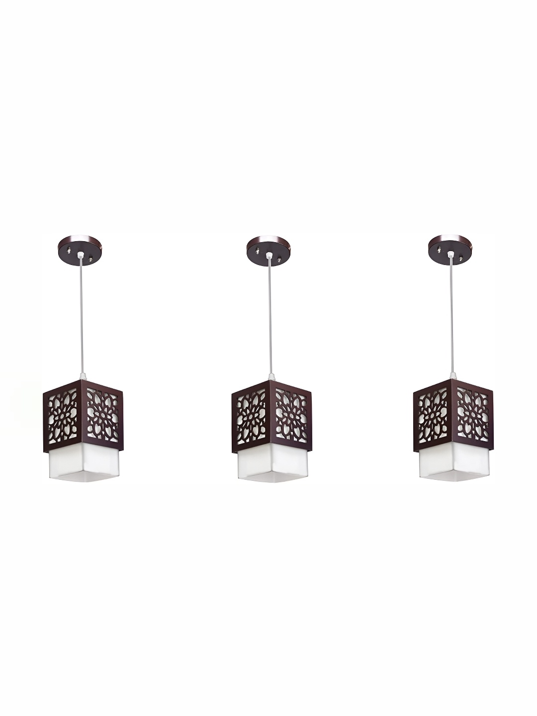 

Whiteray Brown & White 3 Pcs Textured Square Ceiling Lamps