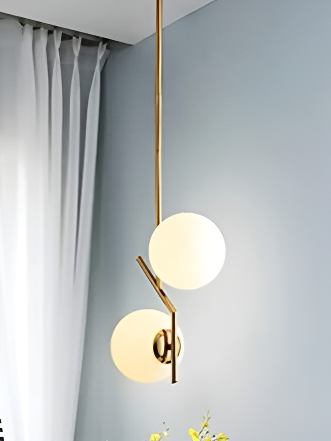 

Whiteray Gold-Toned & White Traditional Spherical Ceiling Lamp