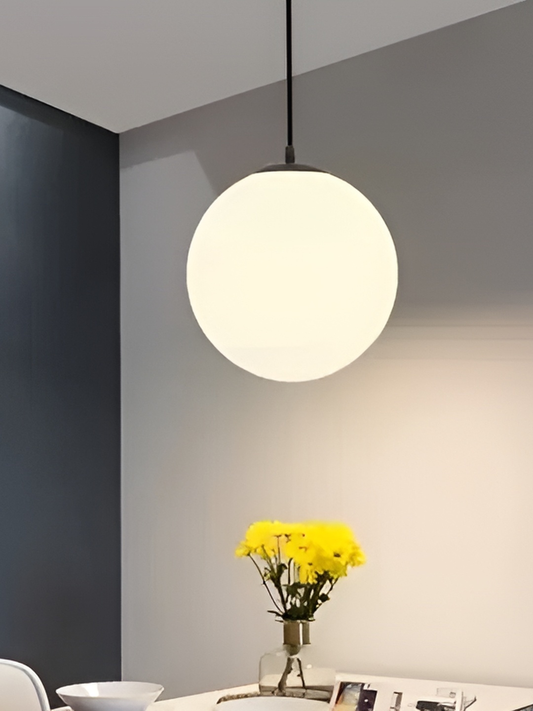

Whiteray Black & White Contemporary Spherical Ceiling Lamp