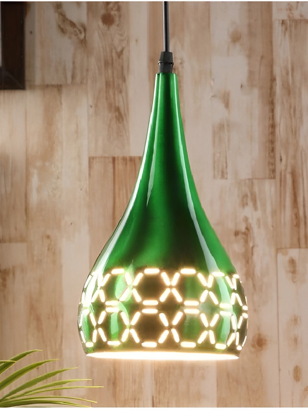 

Whiteray Green & White Textured Quirky Ceiling Lamp