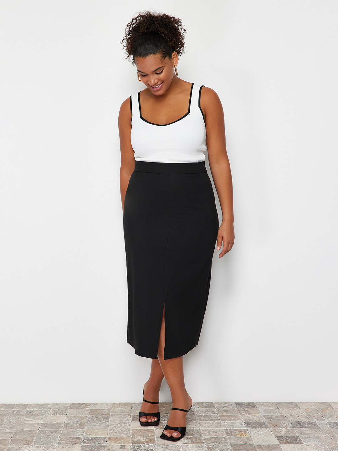 

Trendyol Plus Size Shoulder Straps Top, White