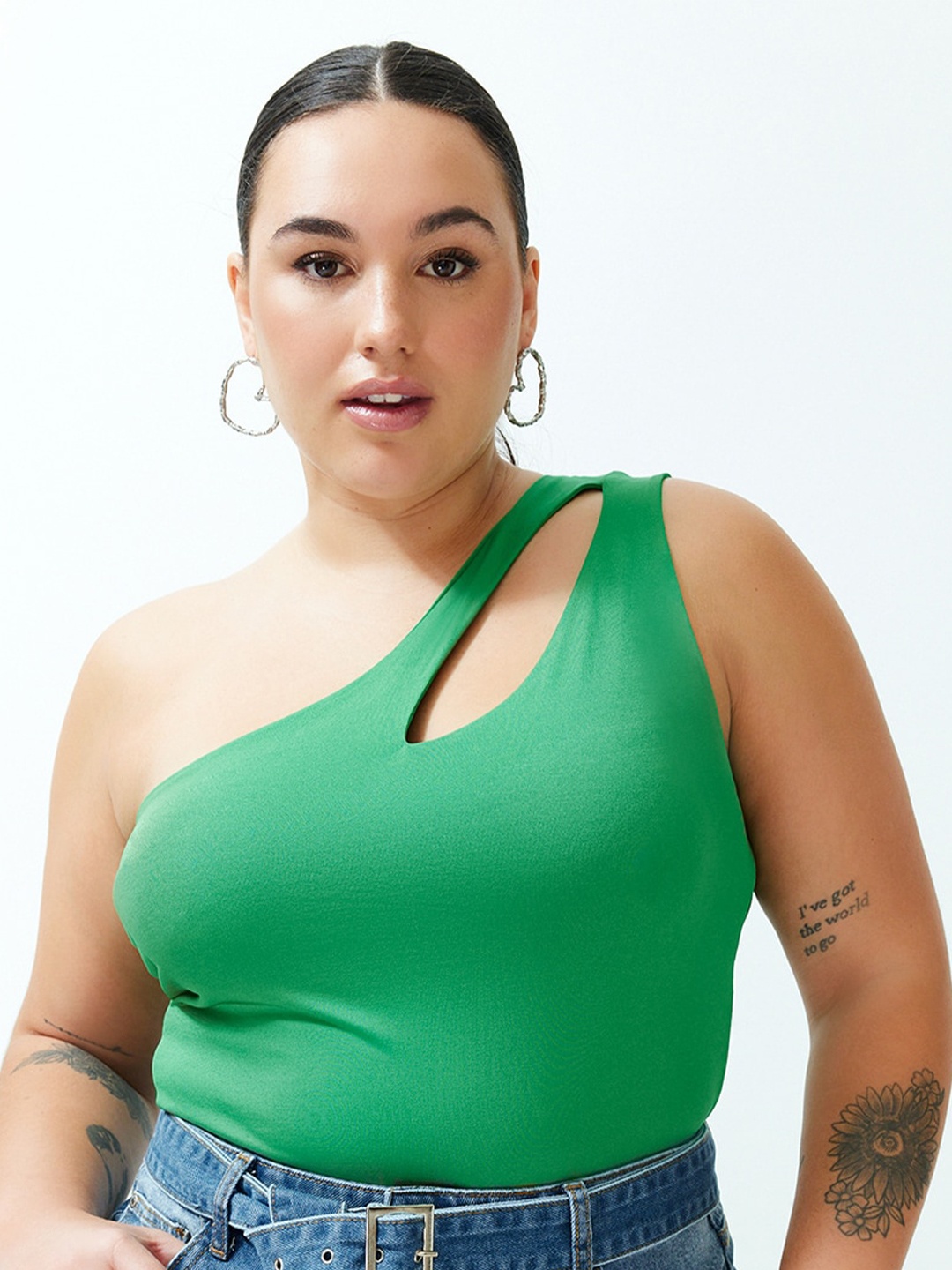 

Trendyol One Shoulder Knitted Top, Green