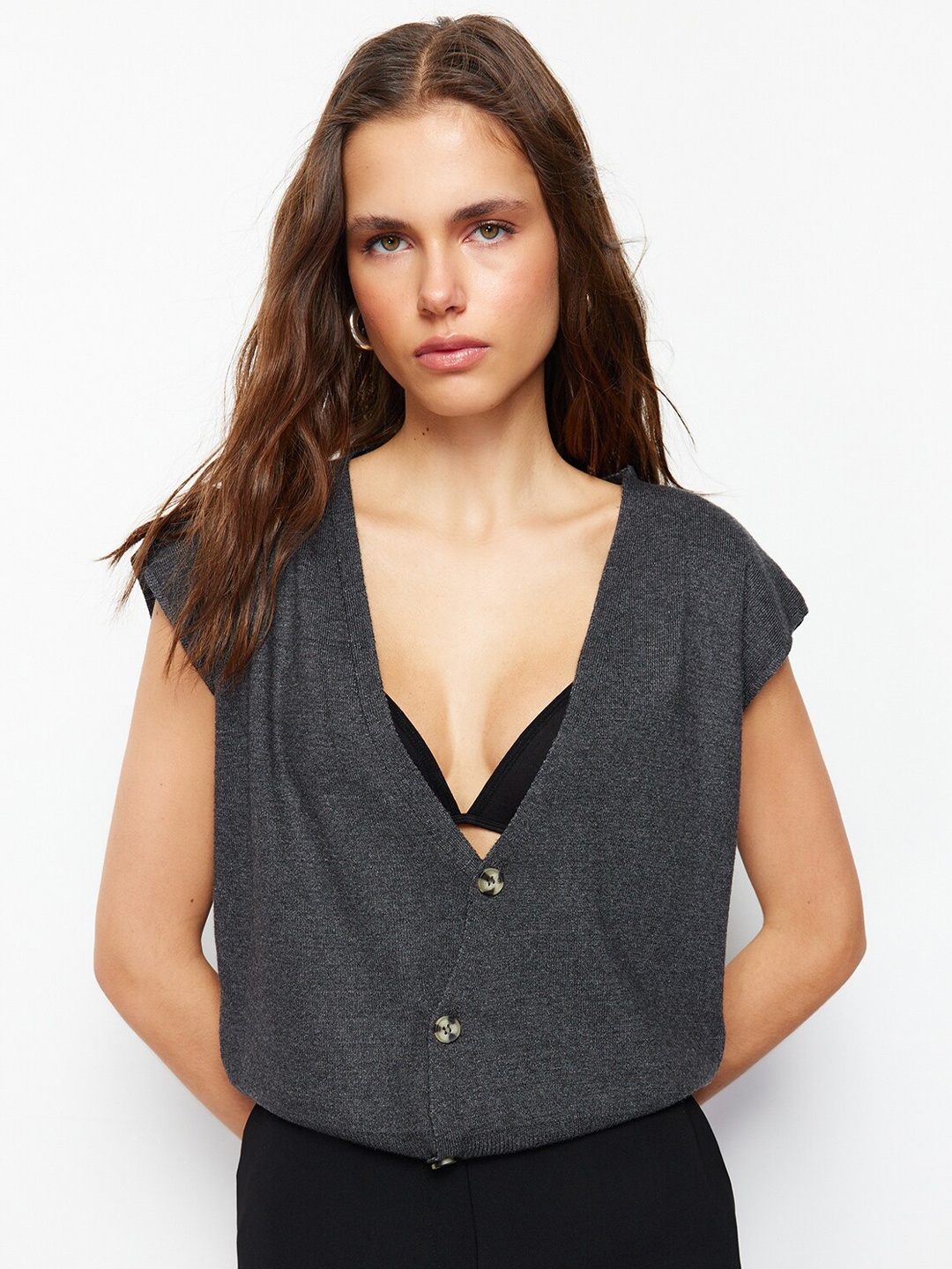 

Trendyol Extended Sleeves Top, Grey