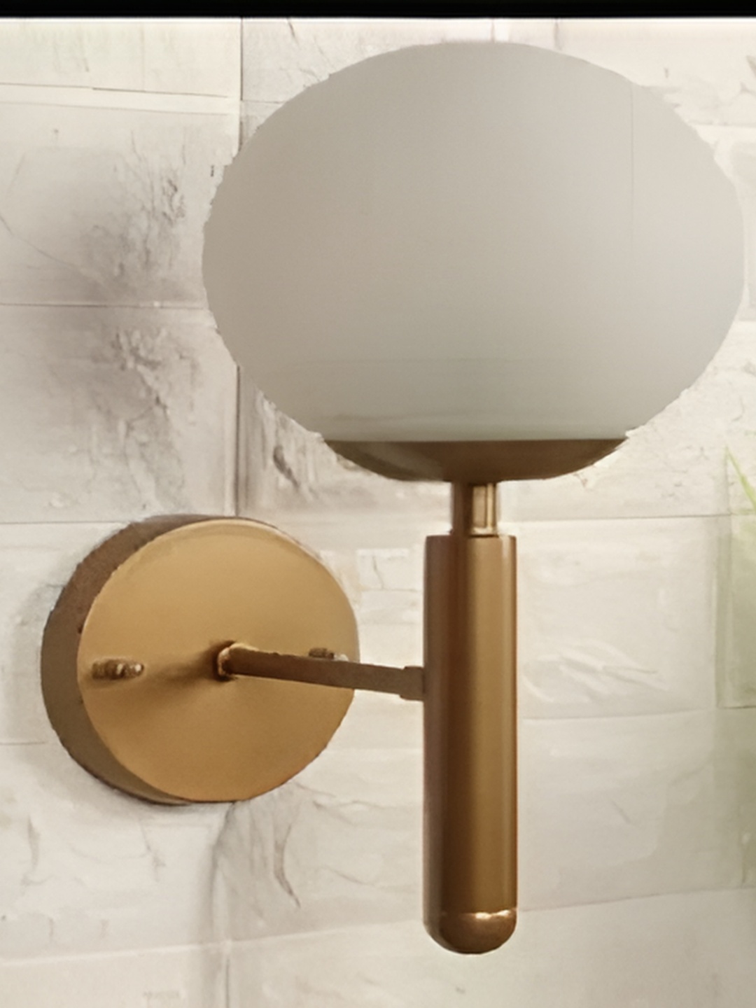 

Whiteray Gold-Toned & White Metal Contemporary Spherical Shaped Wall Lamp