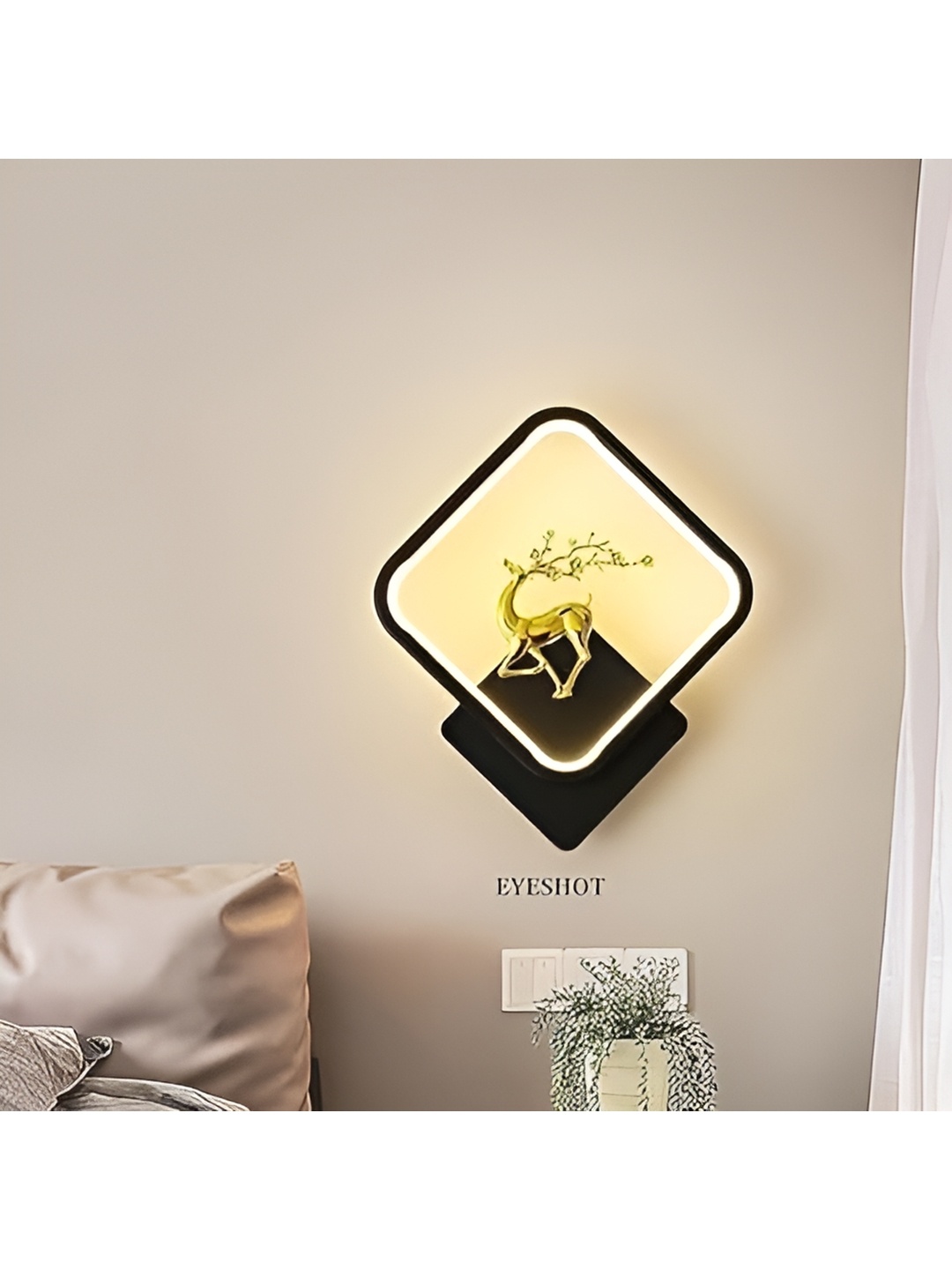 

Whiteray Black & Beige Textured Metal Contemporary Abstract Shaped Shaped Wall Lamp