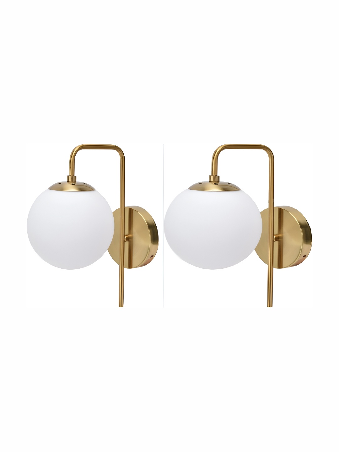 

Whiteray Gold-Toned & White 2 Pieces Metal Contemporary Spherical Shaped Wall Lamp