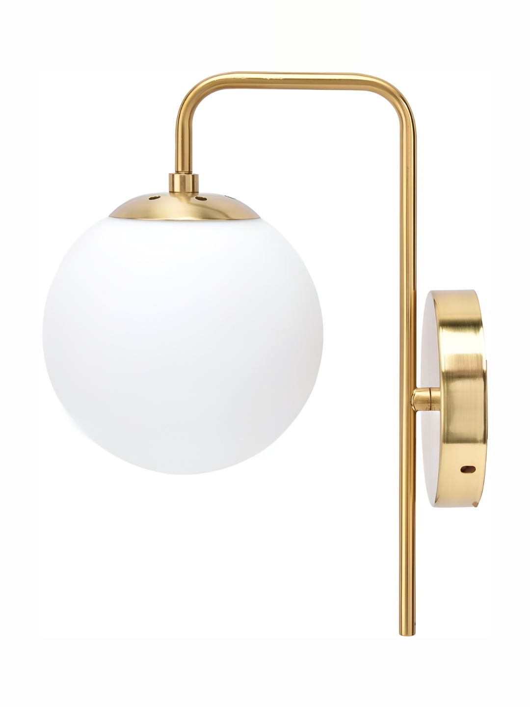 

Whiteray Gold Toned & White Spherical Shaped Metal Wall Lamp With Bulb