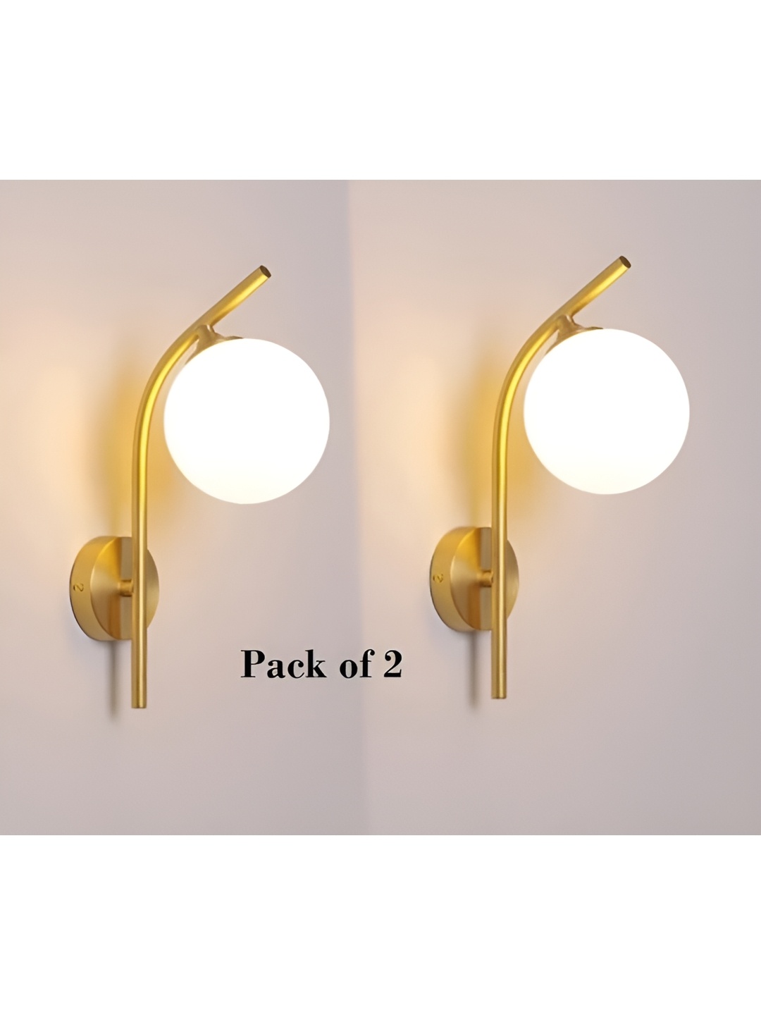 

Whiteray Gold-Toned & White Metal Quirky Spherical Shaped Wall Lamp