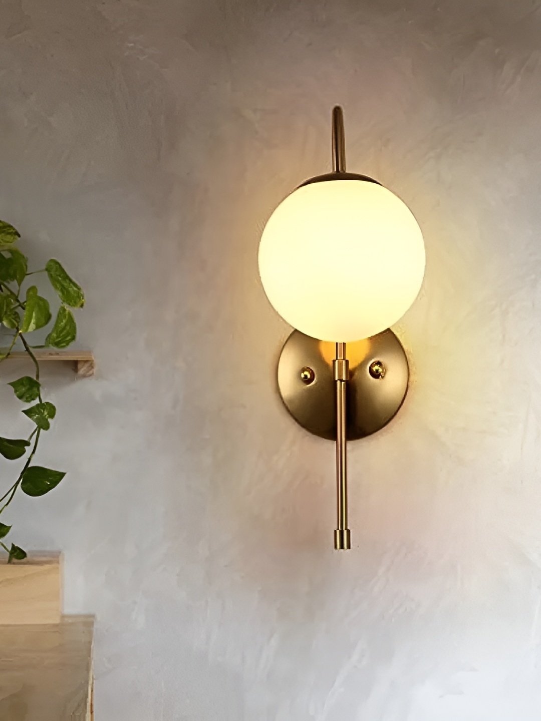 

Whiteray Gold-Toned Metal Quirky Spherical Shaped Wall Lamp