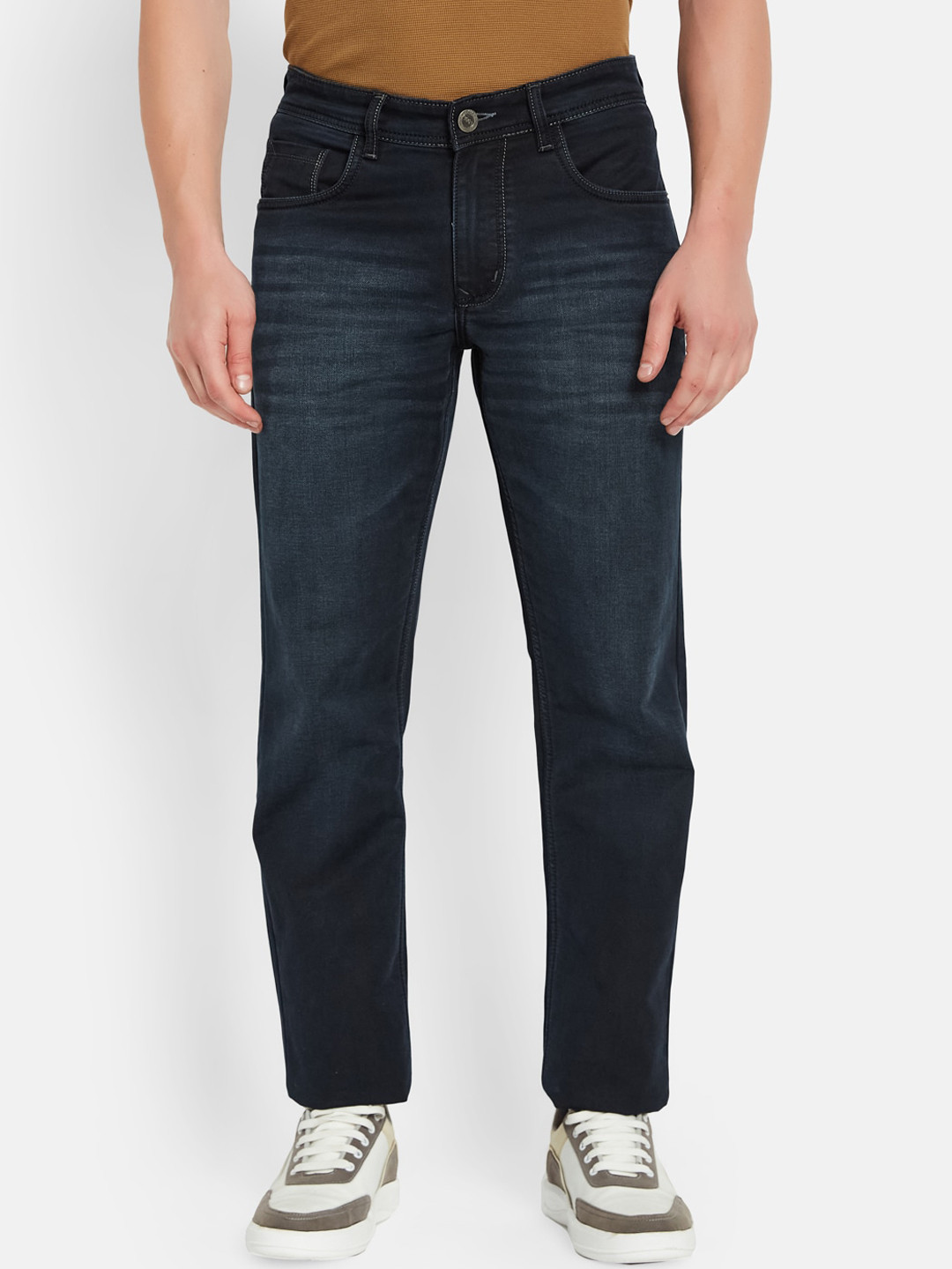 

Octave Men Straight Fit Clean Look Heavy Fade Cotton Jeans, Blue
