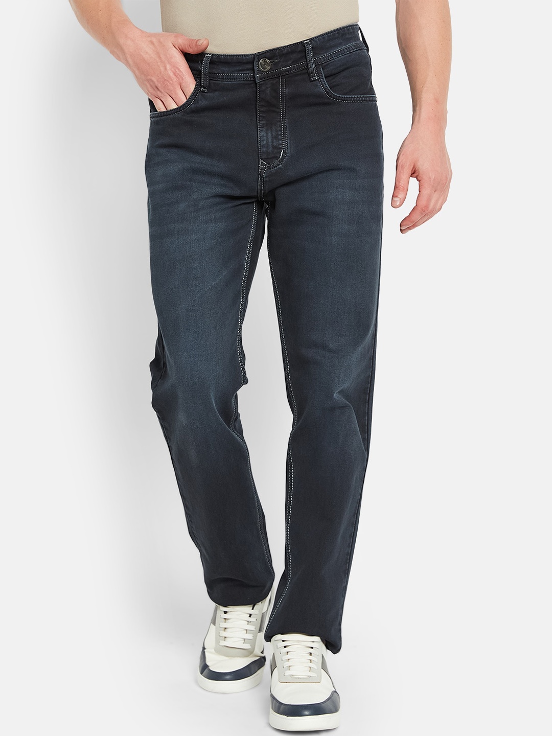 

Octave Men Mid-Rise Clean Look Light Fade Cotton Jeans, Blue