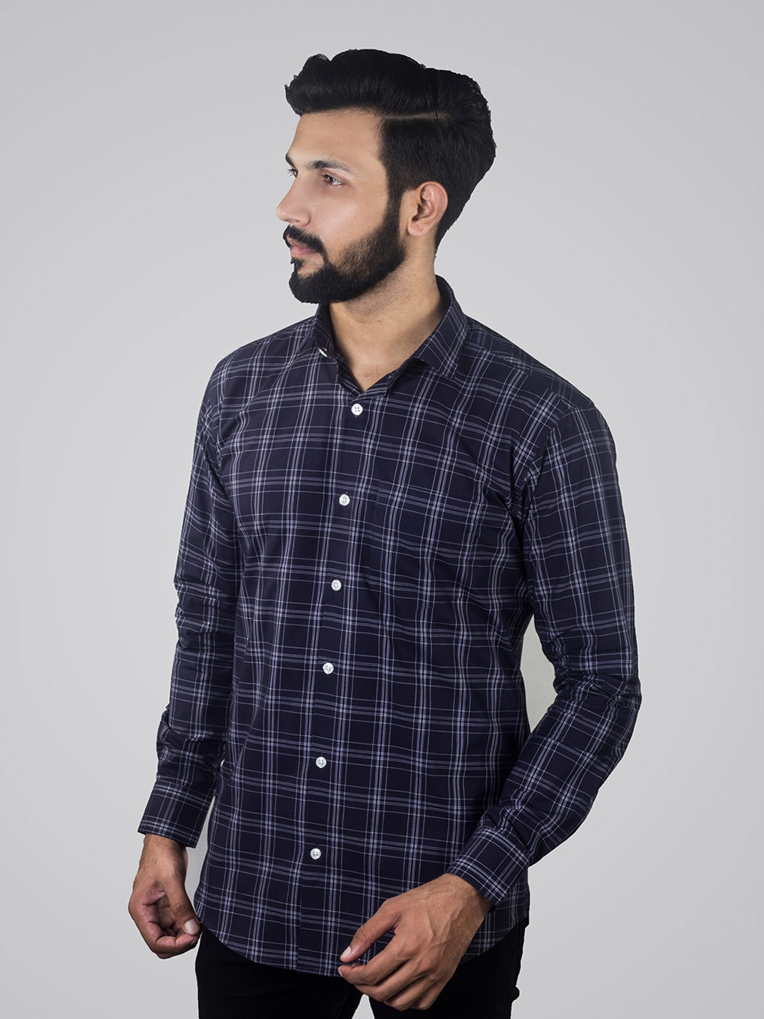 

INDIAN THREADS India Slim Tartan Checks Cotton Casual Shirt, Blue
