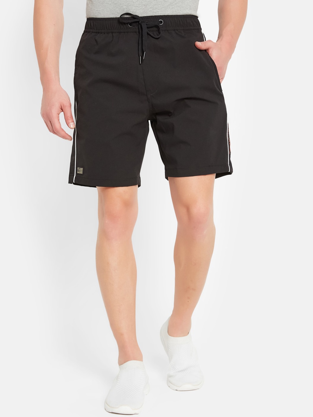 

Octave Men Mid Rise Cotton Sports Shorts, Black
