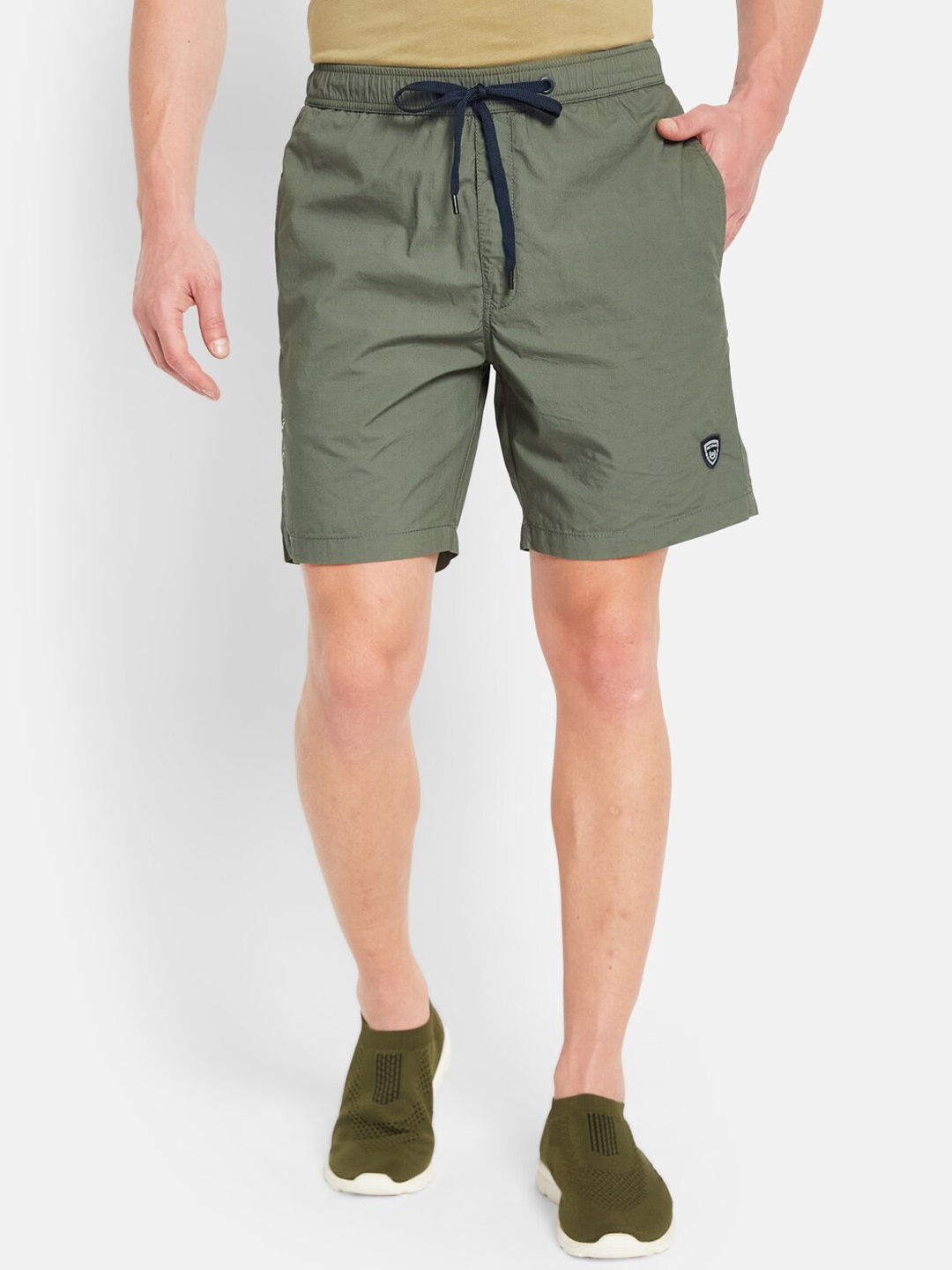 

Octave Men Mid Rise Cotton Sports Shorts, Olive