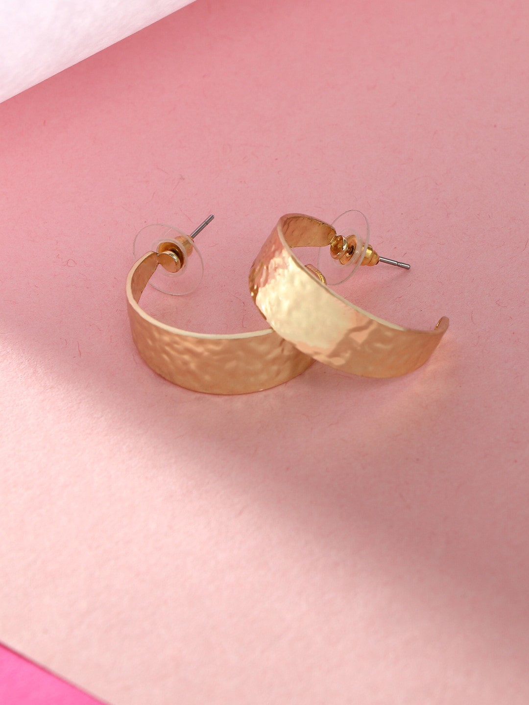 

DressBerry Gold Toned Gold Plated Classic Half Hoop Earrings