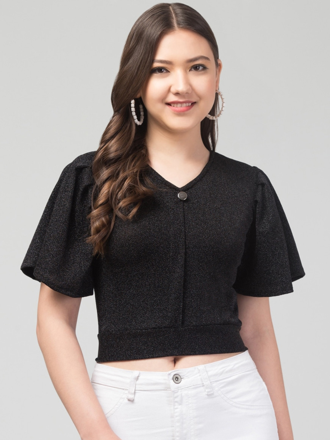 

Vastrasky Global V-Neck Crop Top, Black