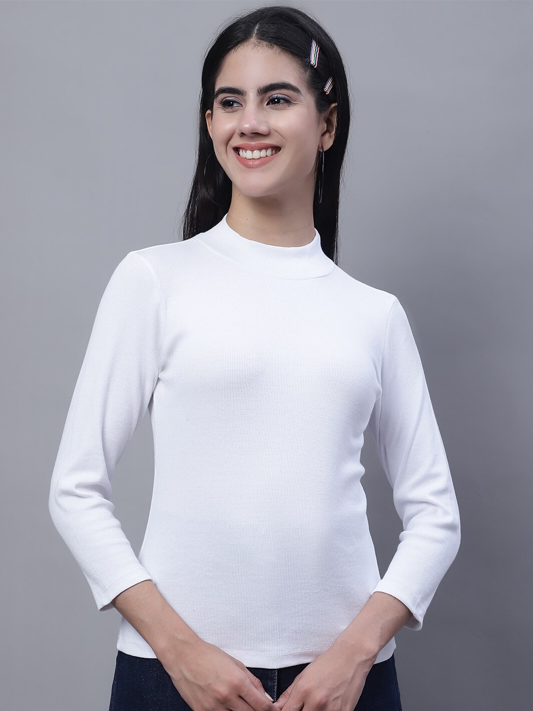 

FBAR High Neck Fitted Top, White