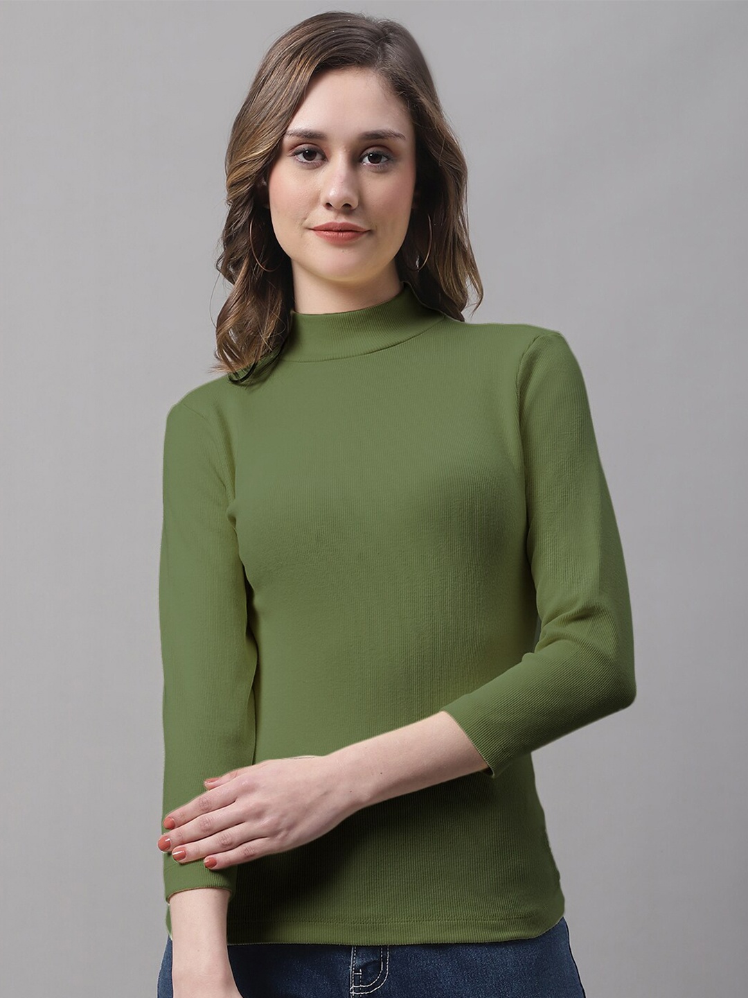 

FBAR High Neck Fitted Top, Olive