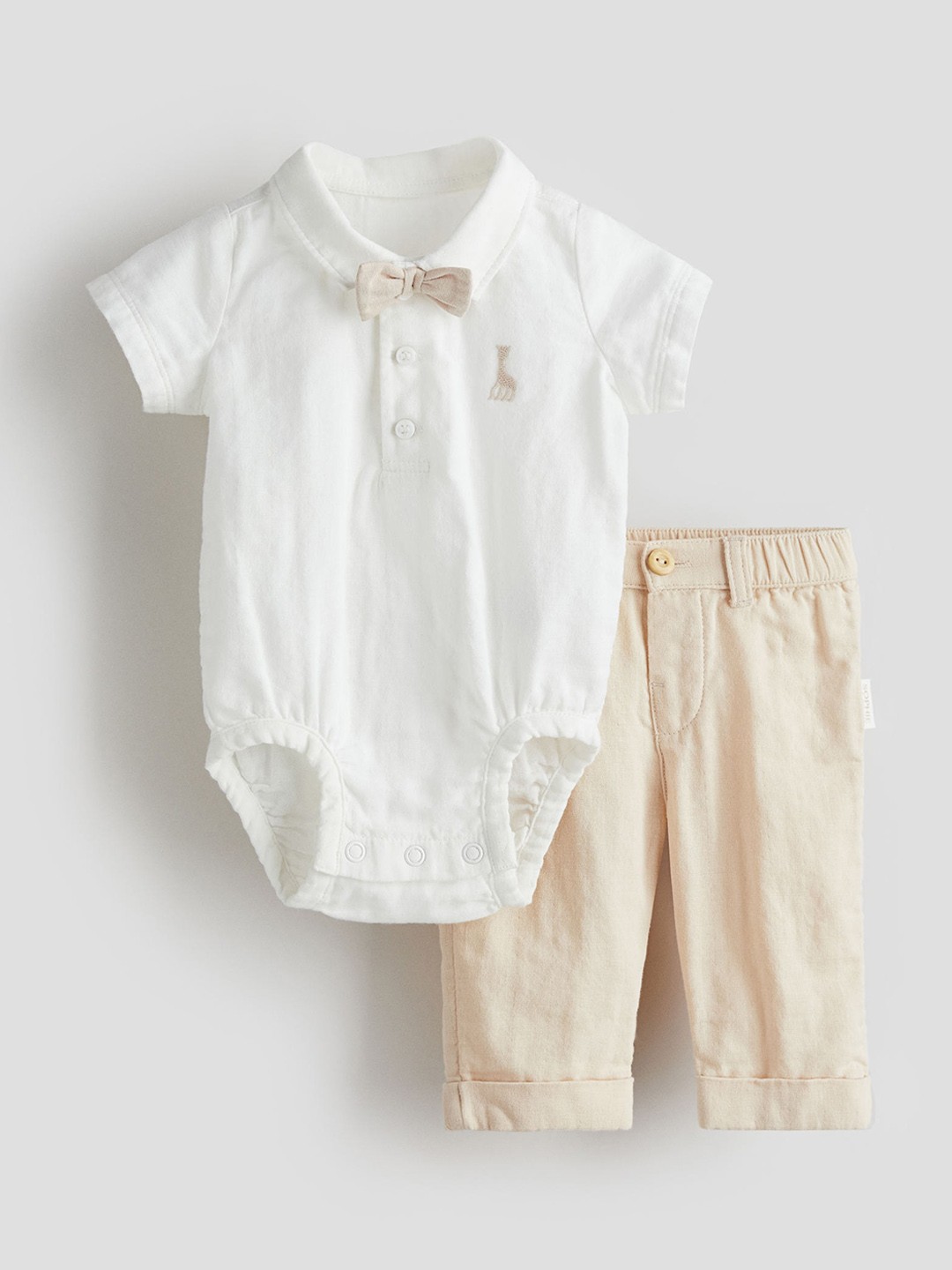

H&M Infant Boys Pure Cotton 2-Piece Dressy Set, Beige