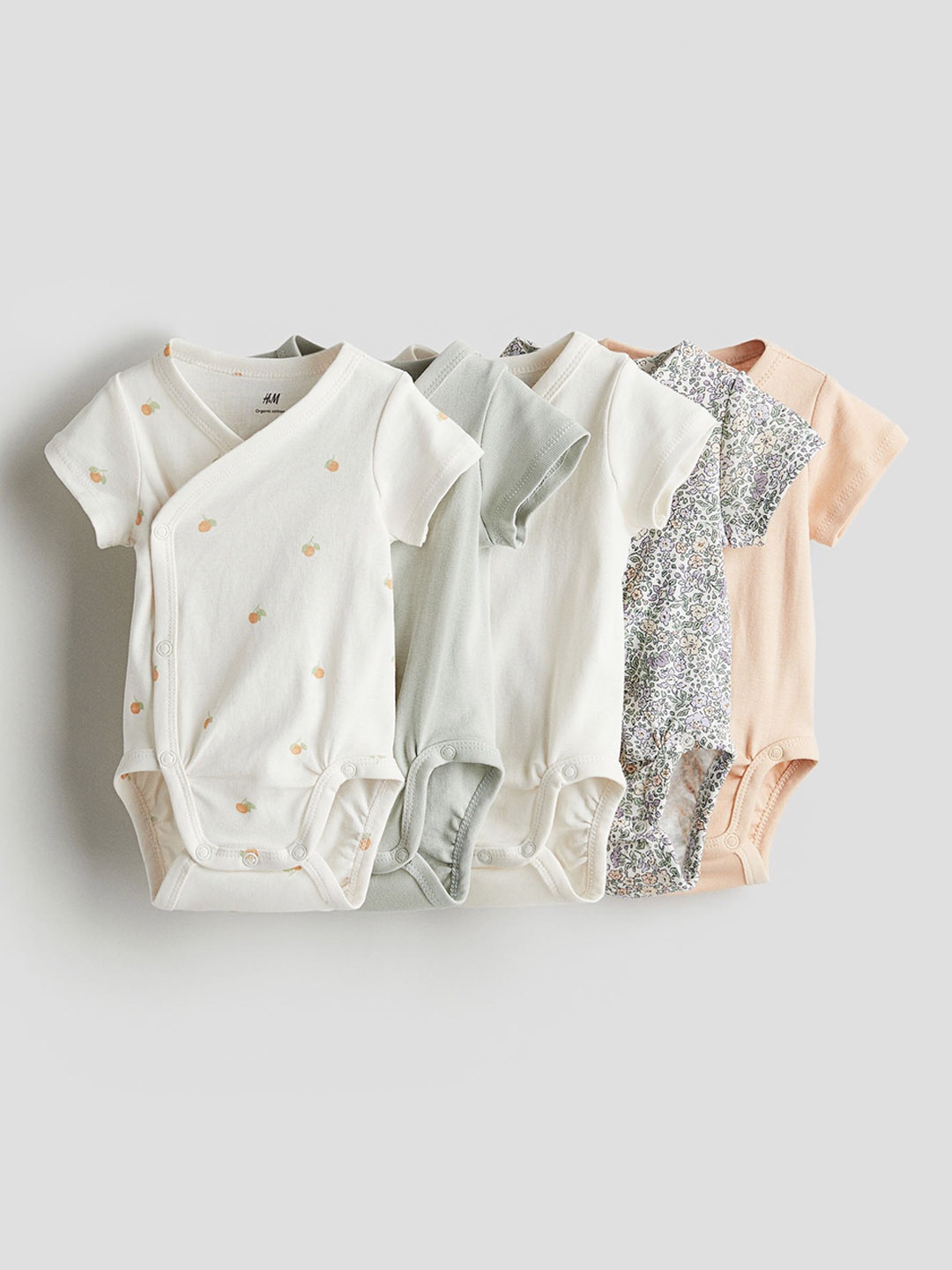 

H&M Infant Boys 5-Pack Cotton Bodysuits, Orange