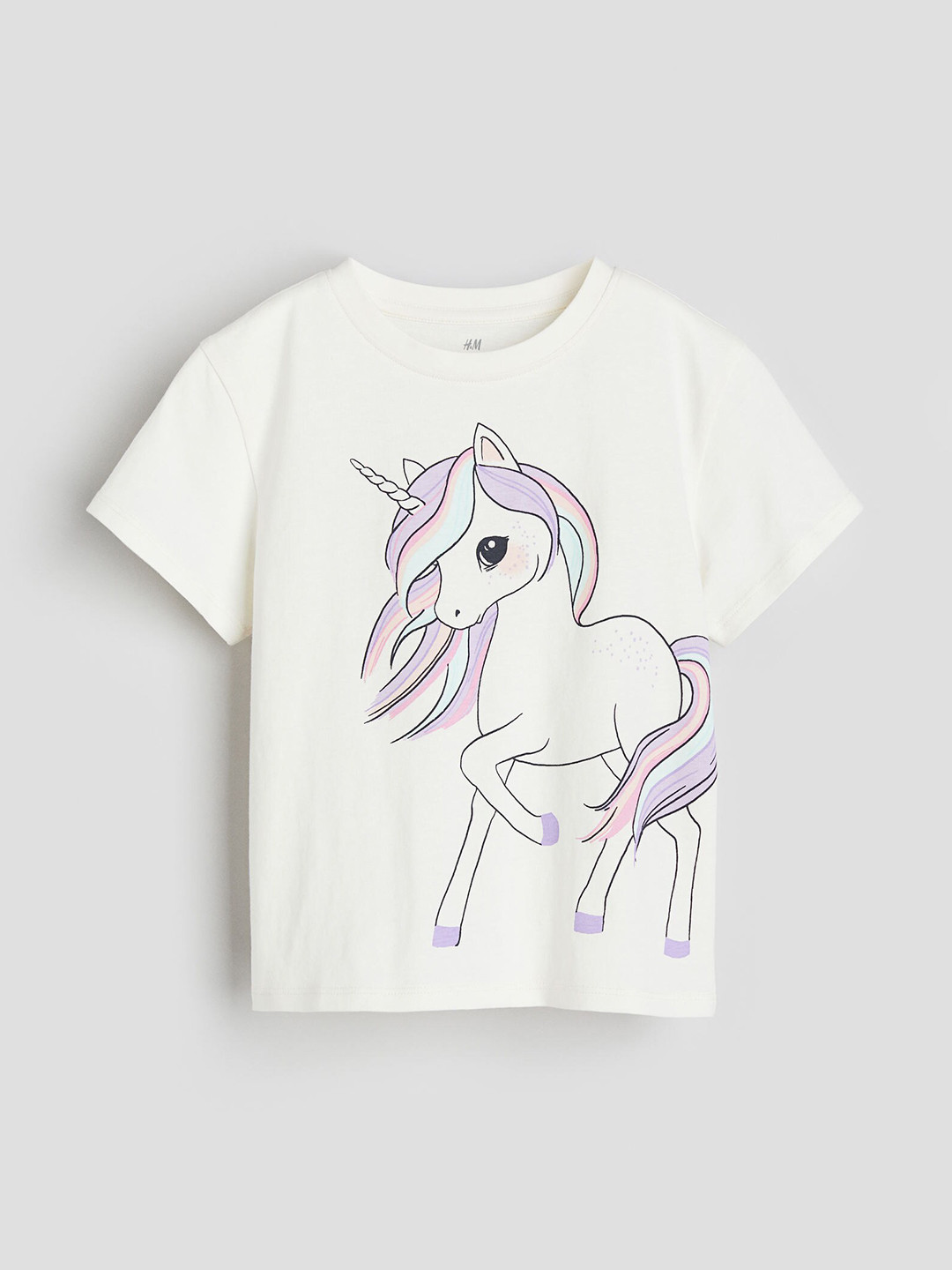 

H&M Girls Pure Cotton Printed T-shirt, White