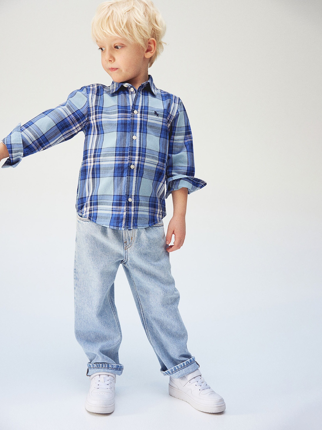 

H&M Boys Long-Sleeved Poplin Shirt, Blue