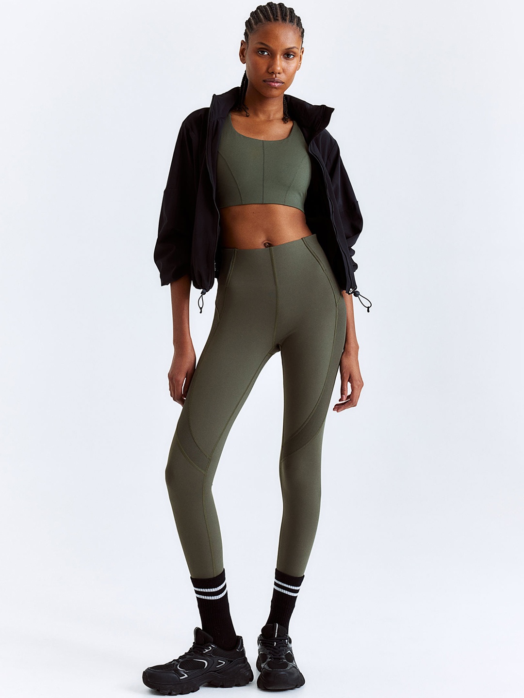

H&M Women DryMove Sports Tights, Olive