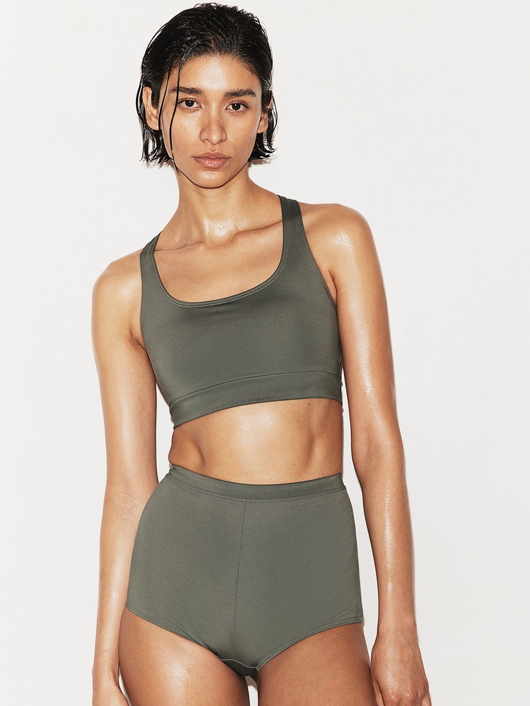 H&M Sports Shortie Bikini Bottoms, Green