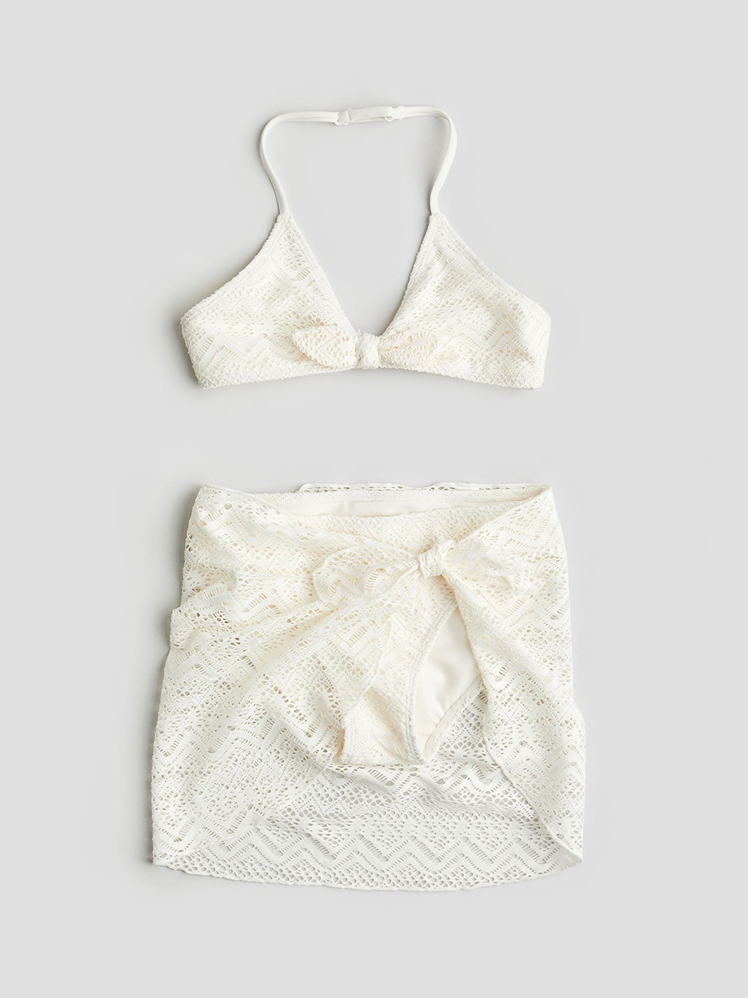 

H&M Girls 3-Piece Bikini And Skirt Set, White