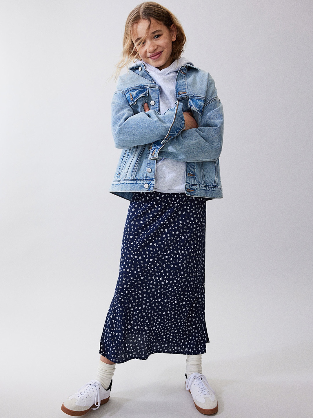 

H&M Girls Satin Skirt, Blue