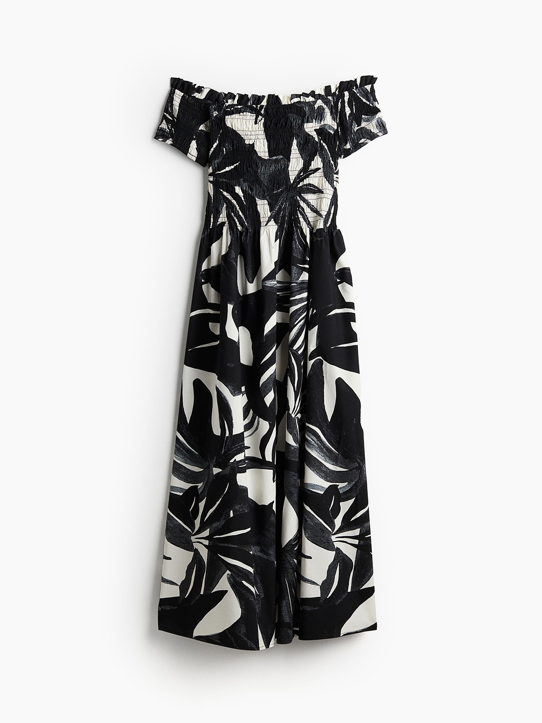 

H&M Smocked Off-The-Shoulder Dress, Black