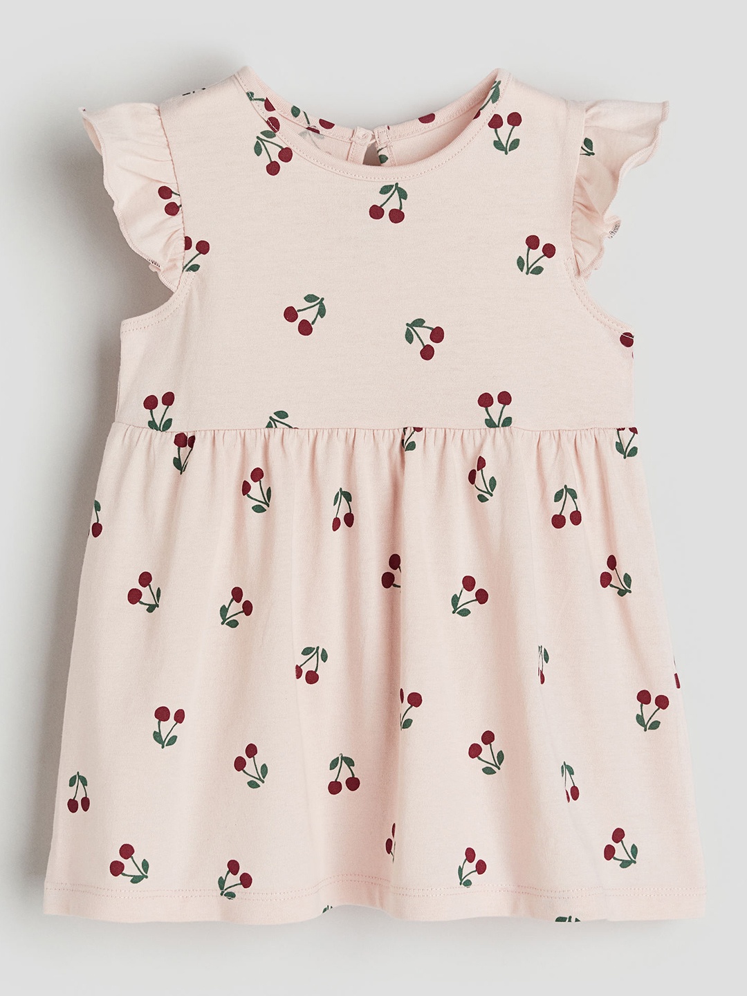 

H&M Girls Pure Cotton Flounce-Trimmed Jersey Dress, Pink