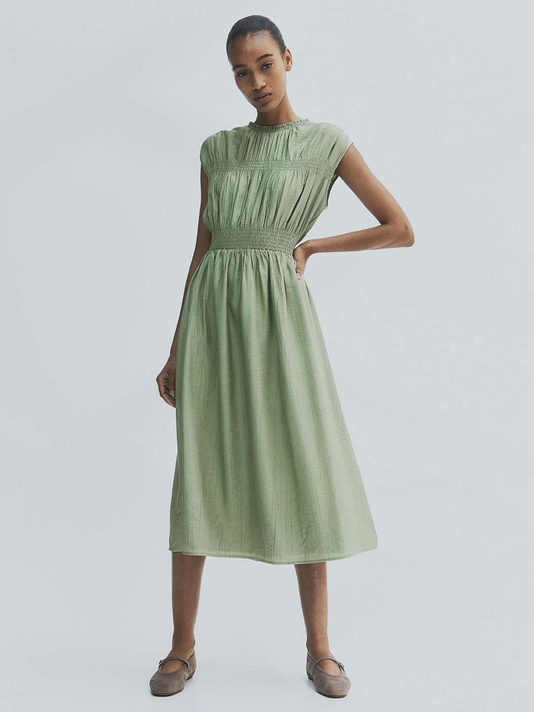 

H&M Smock-Detail Dress, Green