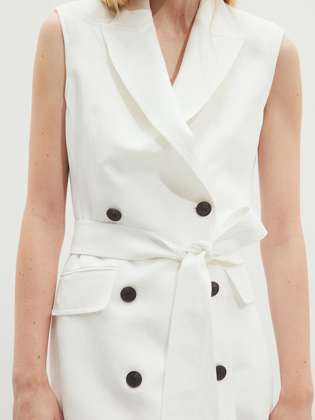 

H&M Linen-Blend Blazer Dress, White