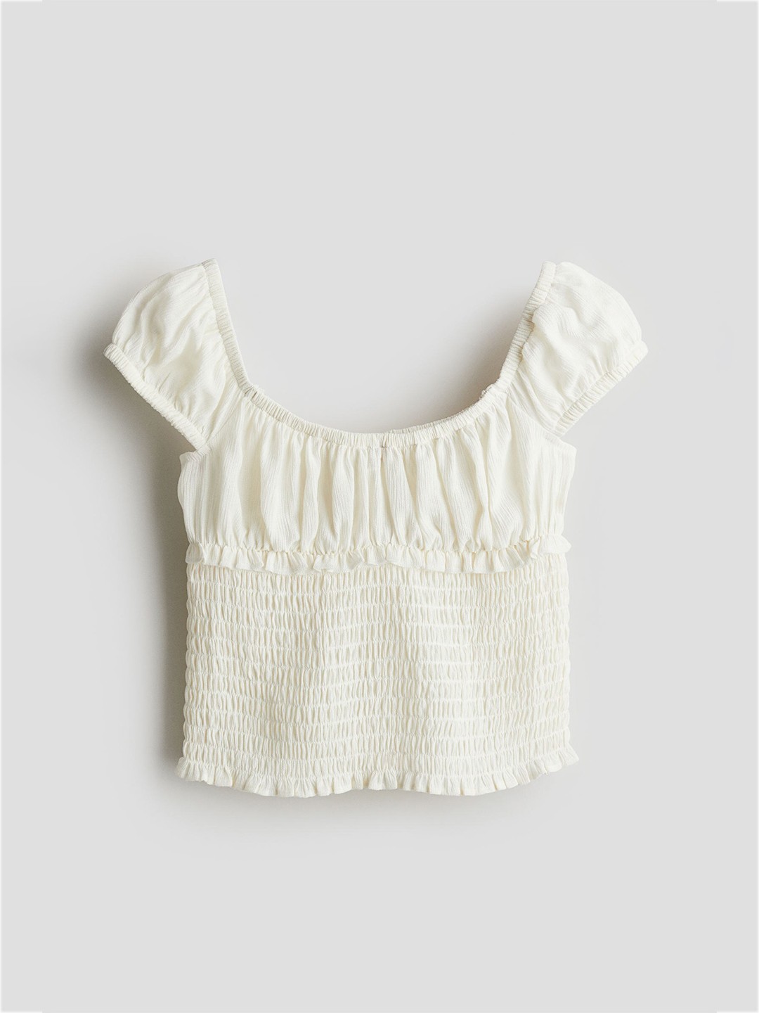 

H&M Girls Smocked Top, White