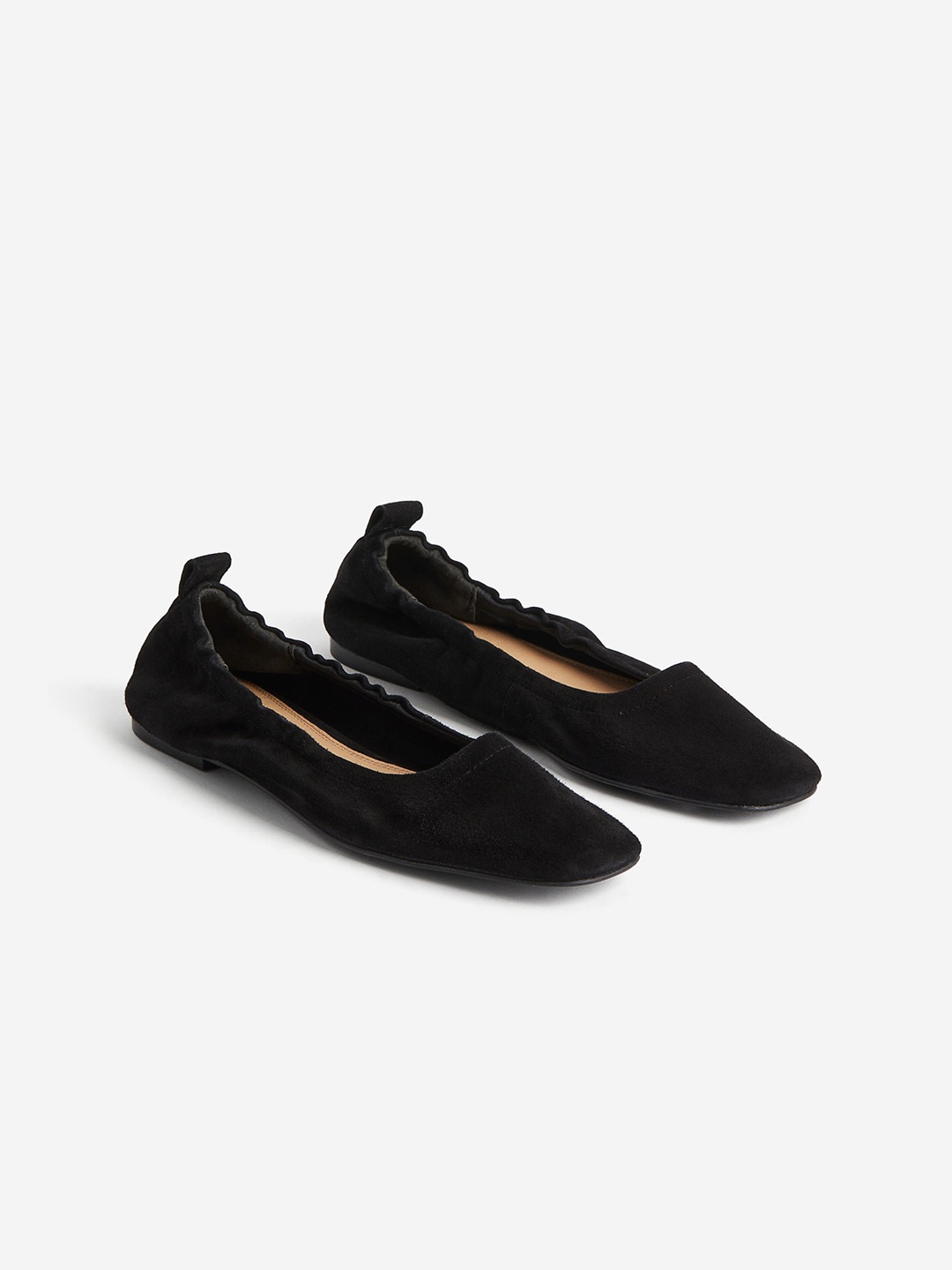 

H&M Suede Ballet Pumps, Black