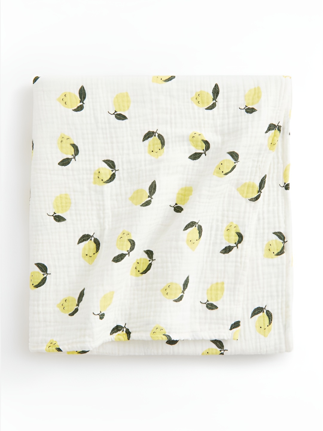 

H&M White & Yellow Cotton Printed Muslin Blanket