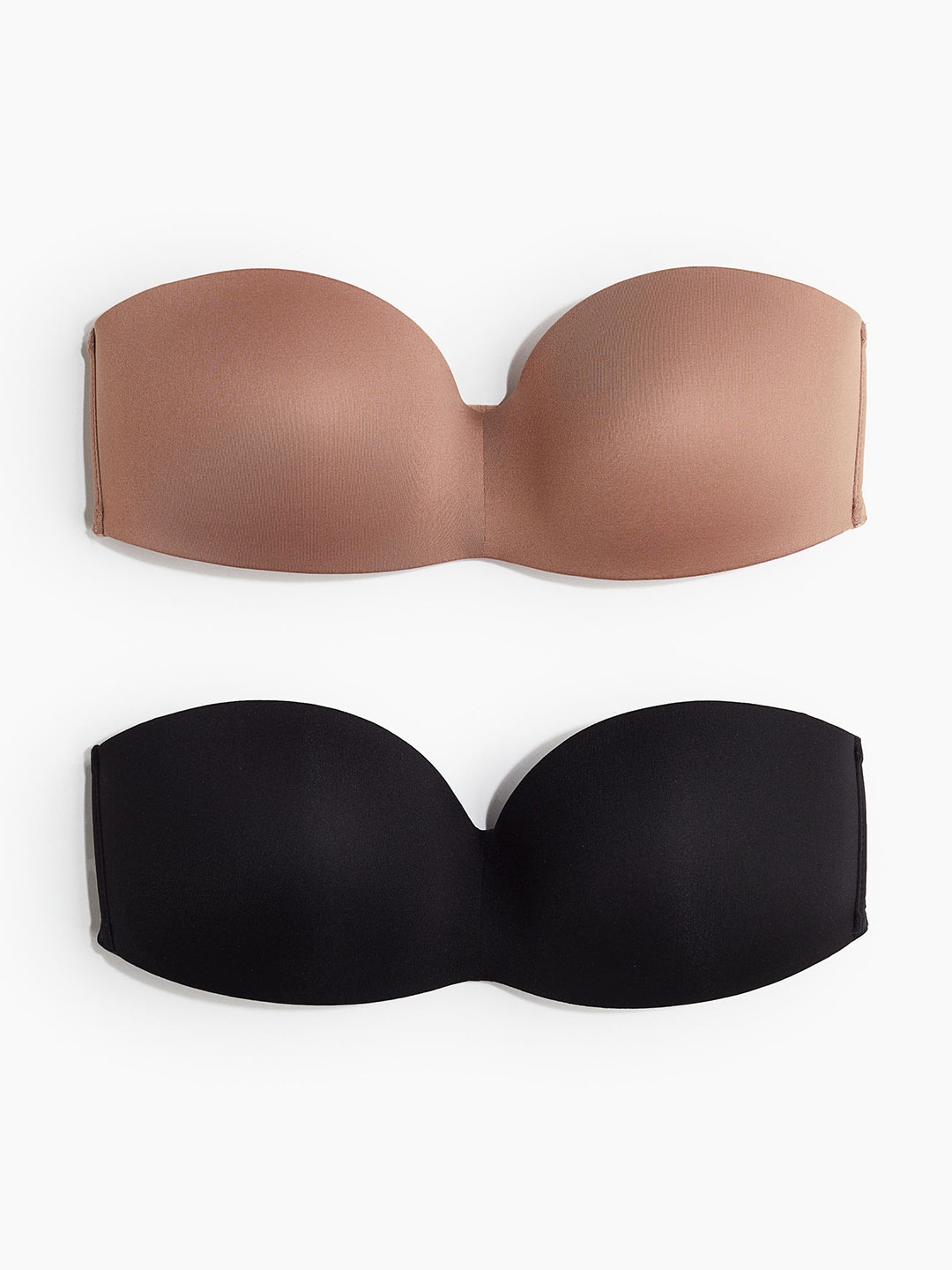 

H&M 2-Pack Padded Microfibre Bandeau Bras, Black