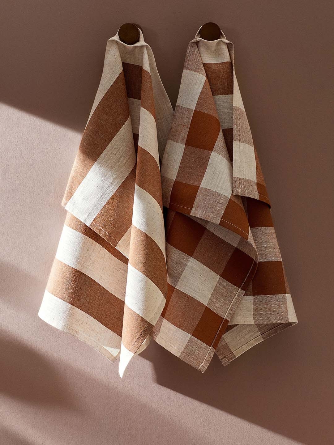 

H&M 2-Pack Striped Cotton Tea Towels, Brown