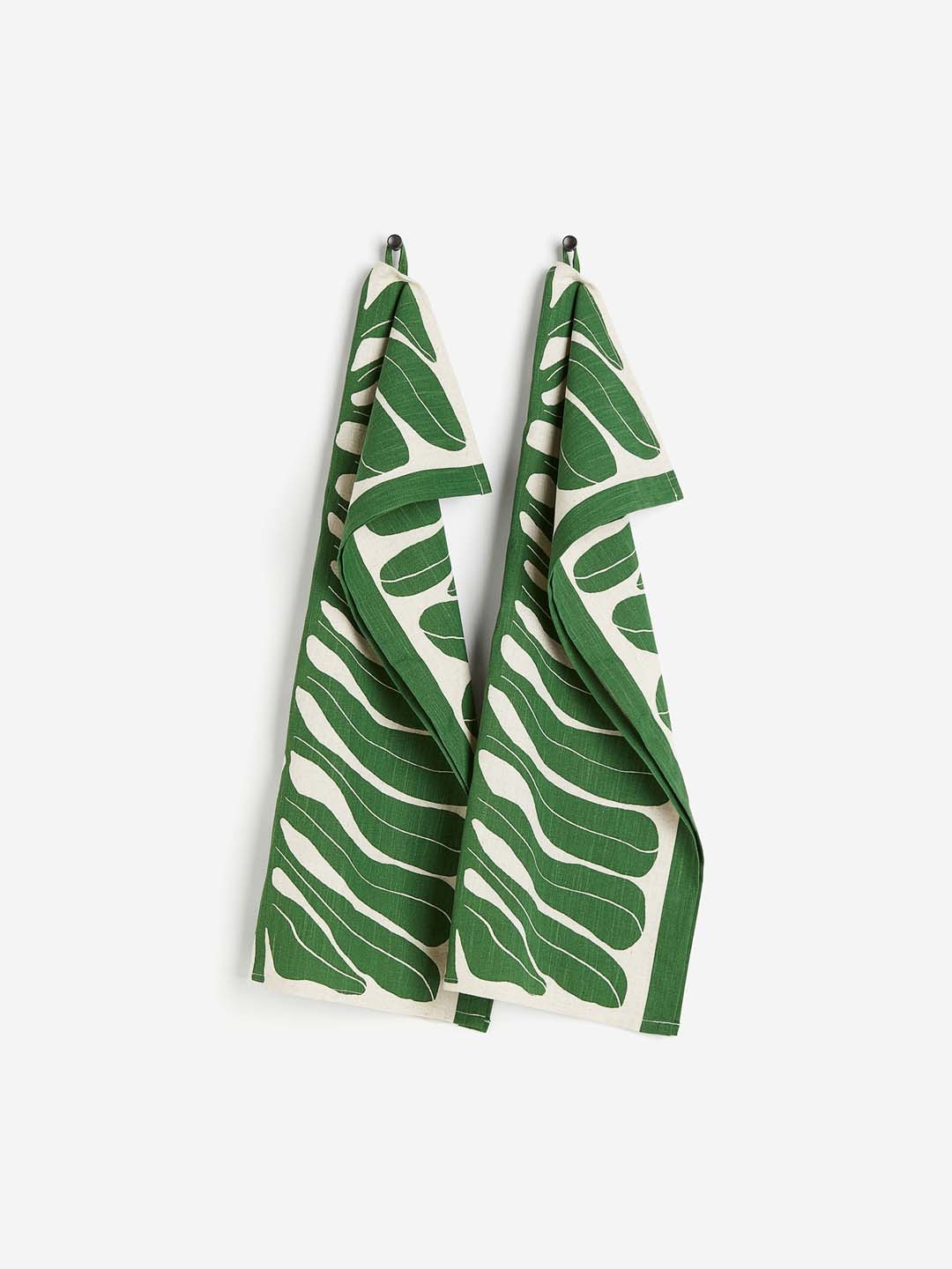 

H&M Green Cotton & Linen 2-Pack Print-Motif Tea Towels