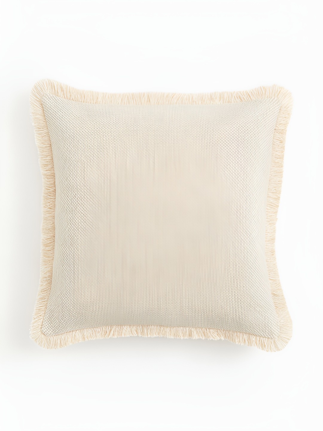 

H&M Beige Fringed Cotton Cushion Cover