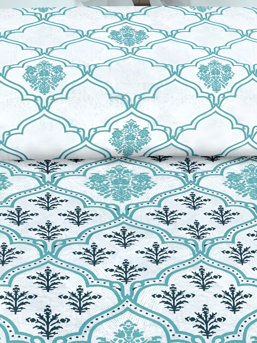 

borato Green & White Ethnic Motifs AC Room 300 GSM Reversible Single Bed Dohar