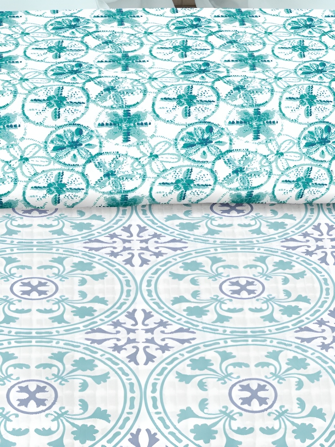 

borato Green & Purple Floral AC Room 300 GSM Reversible Single Bed Dohar