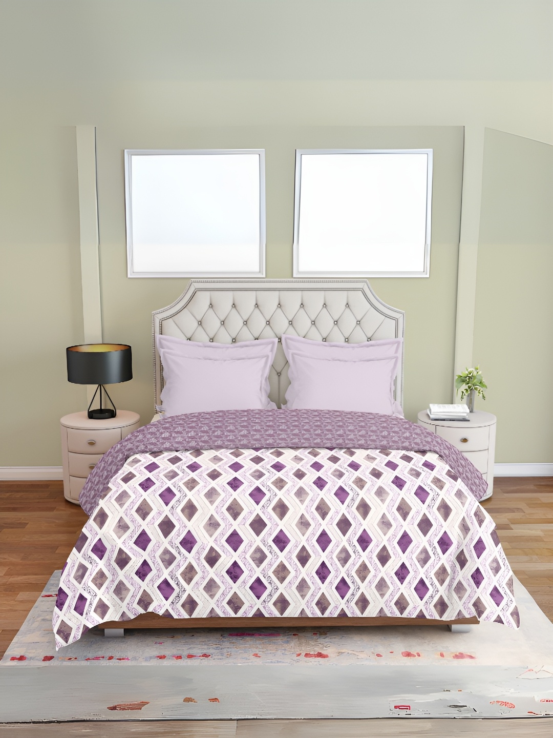 

borato Pink & White Geometric AC Room 300 GSM Single Bed Dohar