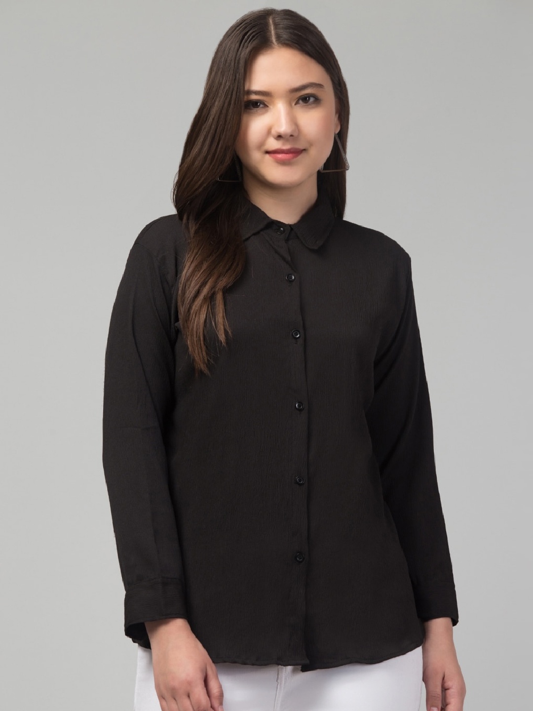 

Vastrasky Global Self Design Long Sleeves Casual Shirt, Black